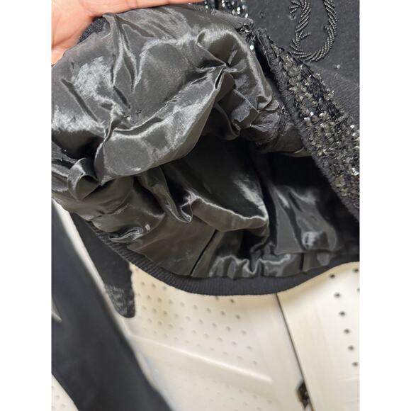 Vintage 60s Cyn Les Wool Black Beaded Cardigan Sweater - Womens Size 38 / SM - Picture 6 of 9